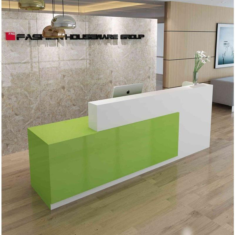 前台接待台吧台咨询台烤漆前台桌简约现代收银台美容院吧台桌柜台_468_282 绿色哑光左高_140x60x100cm