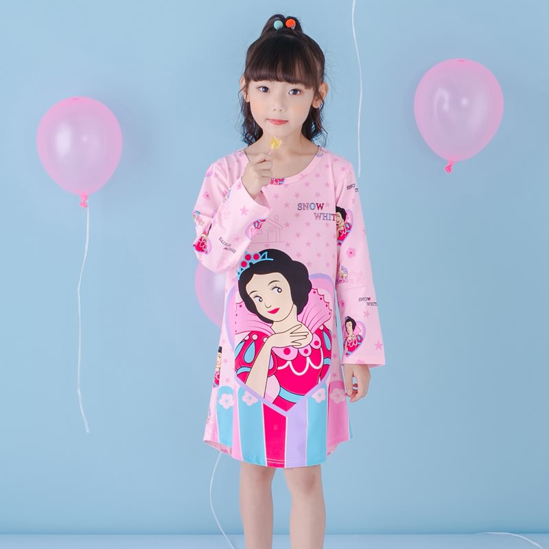 爱心鼠(Aixinshu) 长袖儿童睡裙春秋季薄款女孩睡衣居家服 春秋天卡通中大女童连衣裙5635 12码 5号款