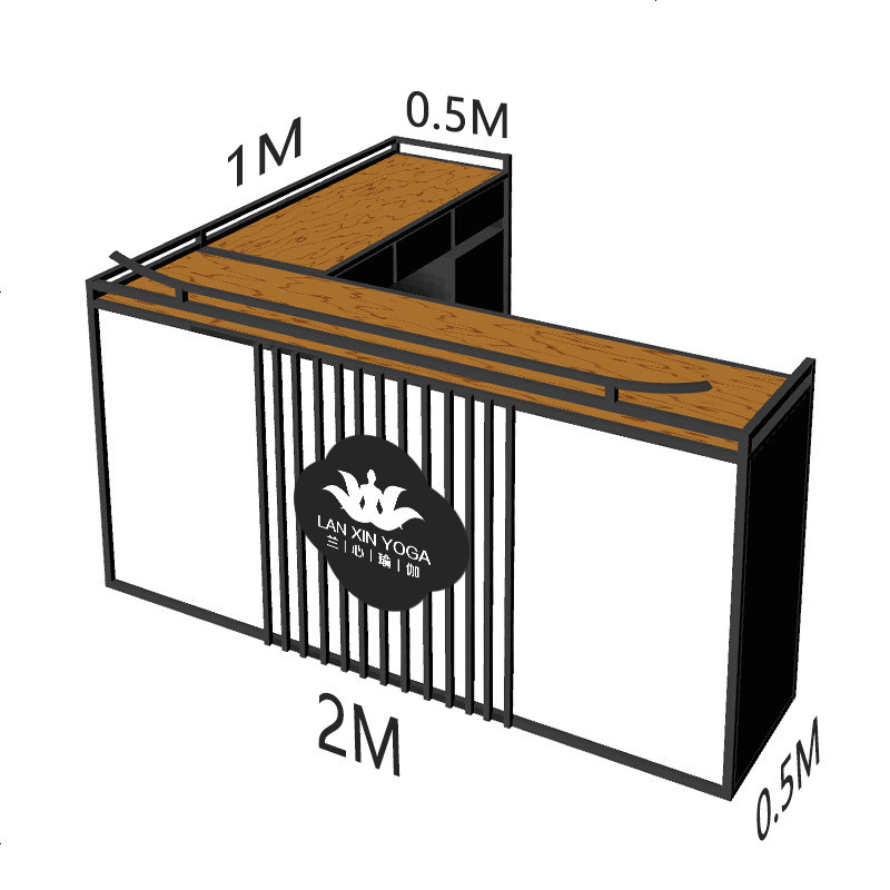 新中式禅意茶室收银台现代简约美容院转角吧台桌小接待台柜台定制_477_775 2000+1000MM_1x1x1cm