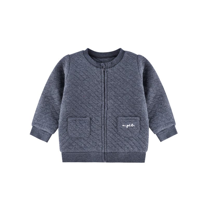 angeeb宝贝心语宝宝外套幼童外出服前开上衣 90cm 深灰色