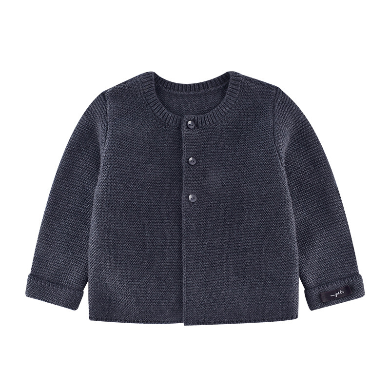 angeeb宝贝心语秋季新品宝宝针织衫儿童开衫女童毛衣 80cm 麻灰色