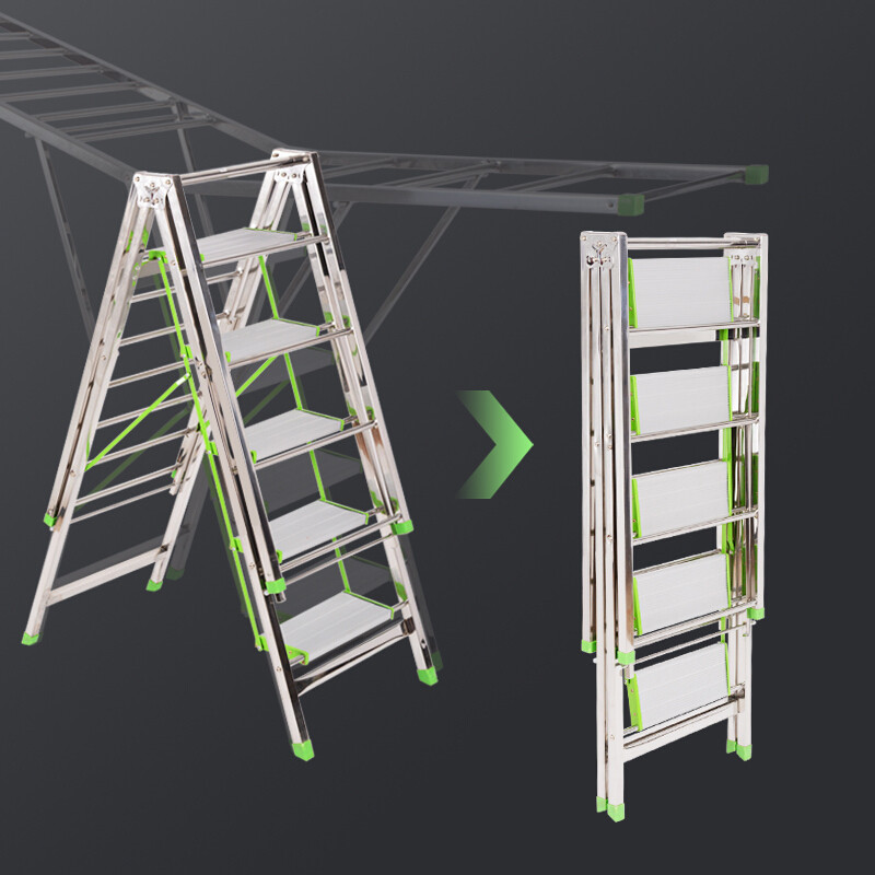 艺嘉赫梯子晾衣架两用多功能落地室内晒被子不锈钢折叠家用四五步人字