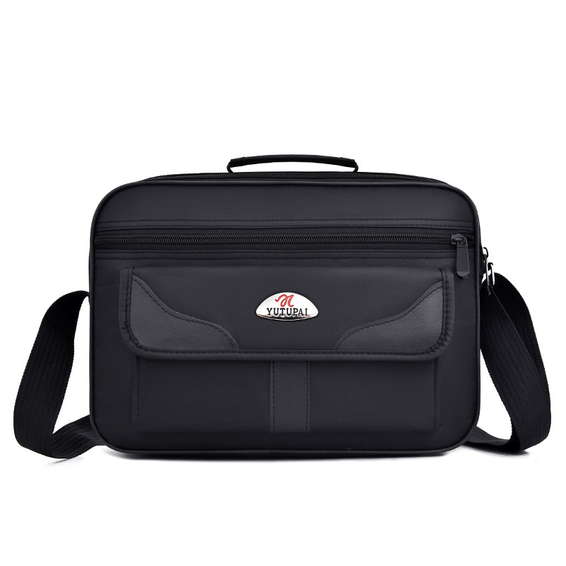 经典怀旧横款单肩男定形斜垮生意包尼龙布休闲时尚杂志公文手提包 大气黑玉兔牌