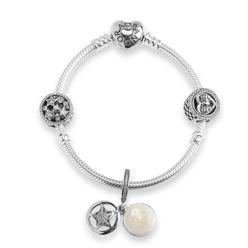 PANDORA潘多拉成品手链 星辰闪烁系列 925银时尚串珠成品手链 PZ-021 19cm