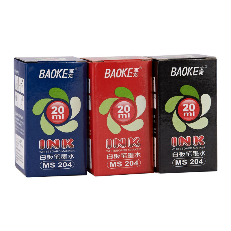 宝克(baoke) MS204白板笔墨水教学告示笔用墨水补充液 红蓝黑 20ml/瓶 黑色20瓶