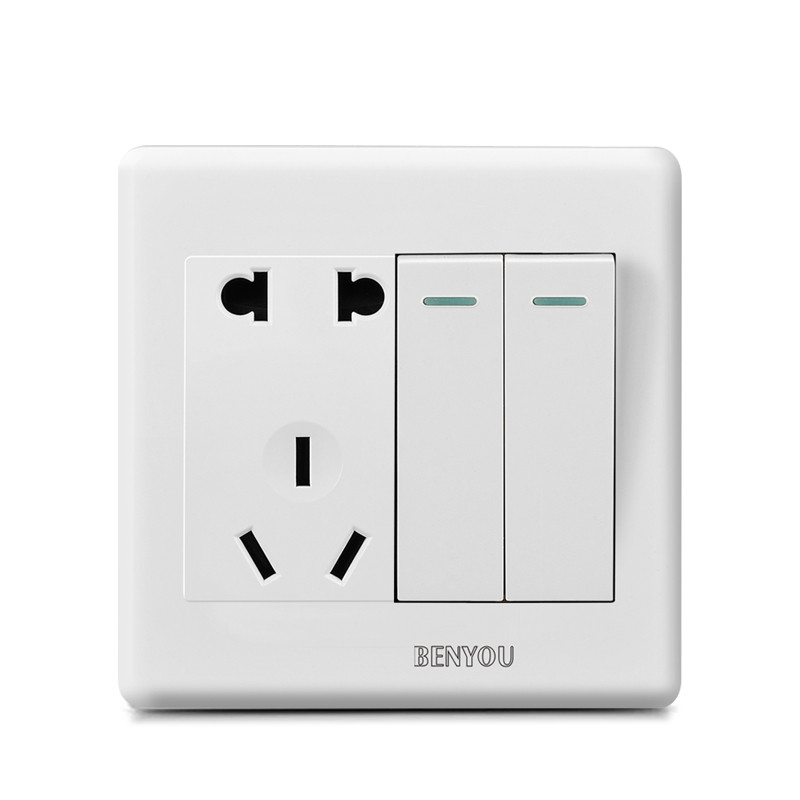 86型开关插座二开五孔双控2开双联5孔二三插两位开关带插座23插座_3