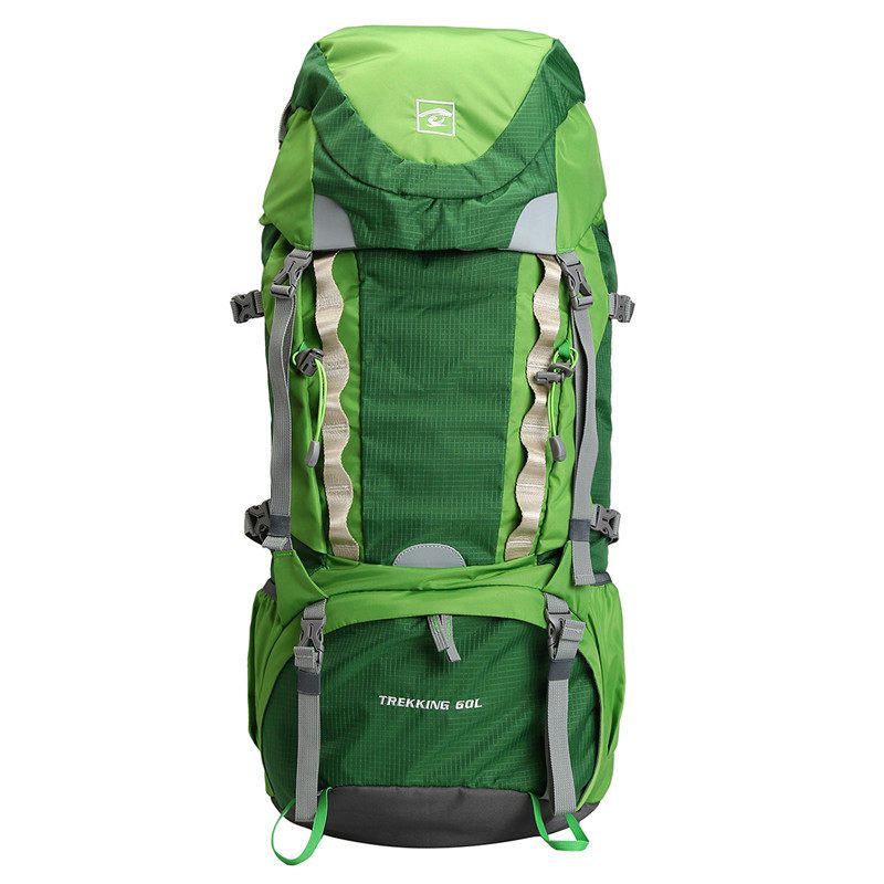 探路者户外大容量60升双肩登山徒步舒适背包ZEBE90890 ZEBE90890-D01D绿色/果绿