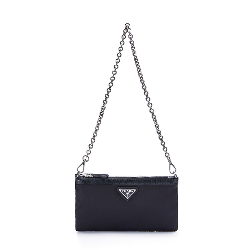 Prada/普拉达 尼龙织物女士迷你手拎包1MB007 黑色