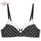 珀依兰 无钢圈蝴蝶结圆点少女文胸 小胸一片式两排扣内衣_694_378 贵族黑 70B