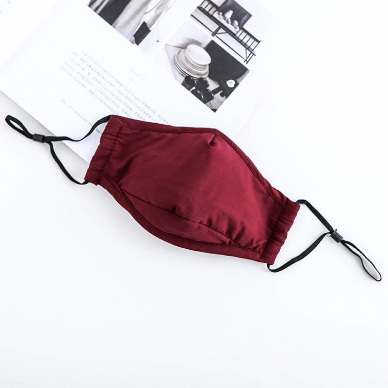 纯棉口罩女防尘秋冬季透气黑色男潮款个性韩版可清洗易呼吸防雾霾 酒红色-买一送一发一盒2枚装再送4片滤棉