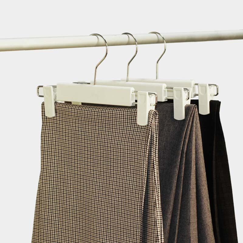 塑料裤架伸缩裤夹子服装店衣架防风防滑晾晒衣挂衣撑白色10只装_1_8 默认颜色