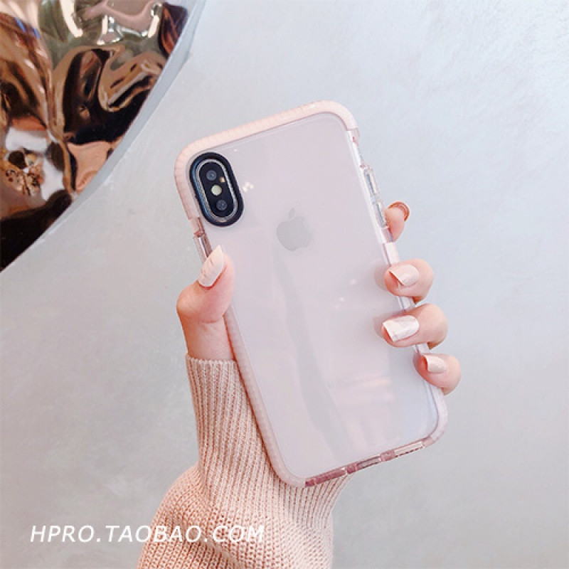 简约透明6s苹果x手机壳XSMax/XR/iPhoneX/8plus/7p女款iphon 6plus/6splus粉色