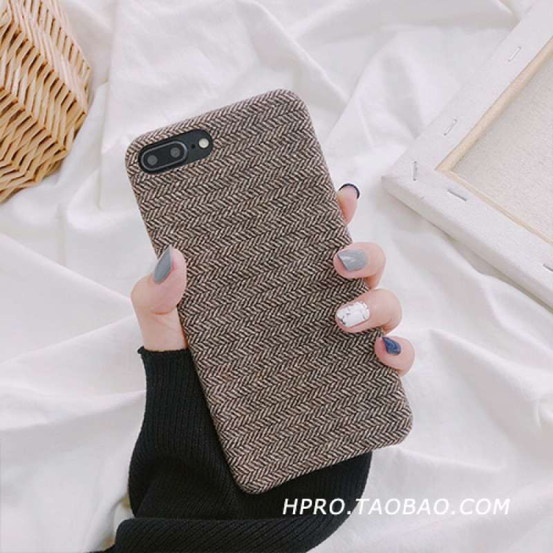 秋冬毛呢6s苹果x手机壳XSMax/XR/iPhoneX/8plus/7p女款iphon_9 7plus/8plus棕色