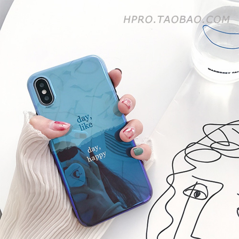 拼色蓝光6s苹果x手机壳XSMax/XR/iPhoneX/8plus/7/6p女款iph_16 6plus/6splus蓝色