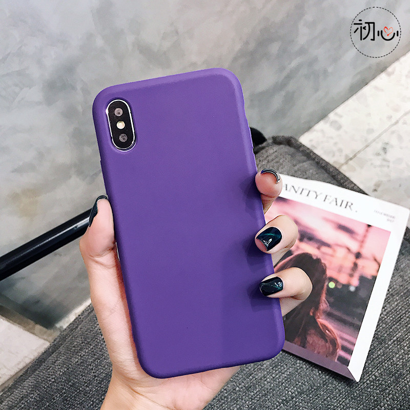 简约柠檬黄纯色iPhoneX/Xr手机壳7p/8plus情侣苹果XsMax男女款6sp 6/6s(小屏)纯色紫色硅胶tpu软壳