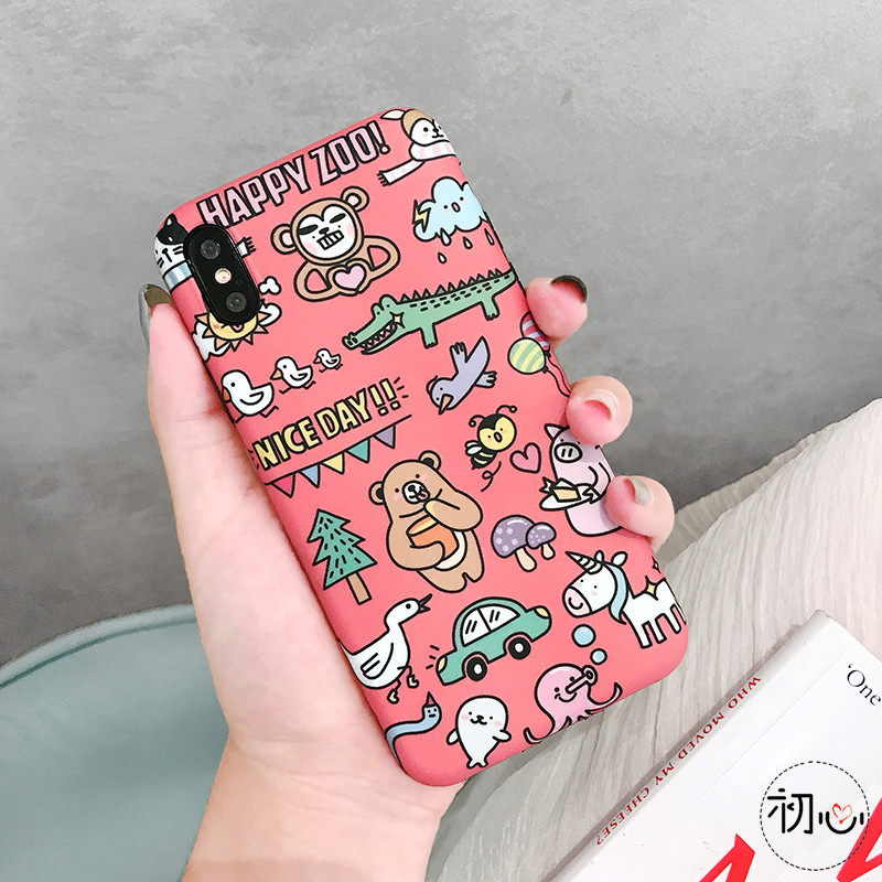 可爱小动物柴犬狗XS苹果X/max手机壳iphone8plus卡通软壳7plus女6 苹果XsMax粉底满屏小动物IMD软壳