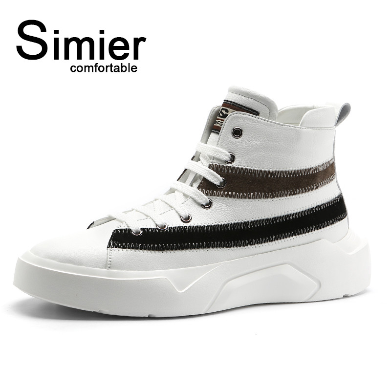 斯米尔(Simier)ins超火的鞋子男鞋秋季透气韩版潮流嘻哈男士增高休闲高帮运动鞋 白色 43码
