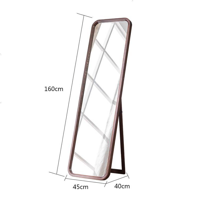 实木穿衣镜全身落地镜北欧简约试衣镜卧室壁挂粘贴镜子家用2 其他_胡桃色框架45cm_否