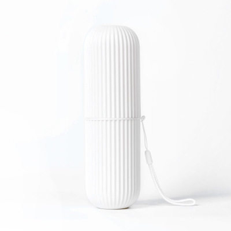 旅游糖果色牙刷牙膏杯便携式撞色牙刷盒收纳盒旅行出游便携洗漱盒_1 白色（升级-可拆为2个漱口杯）