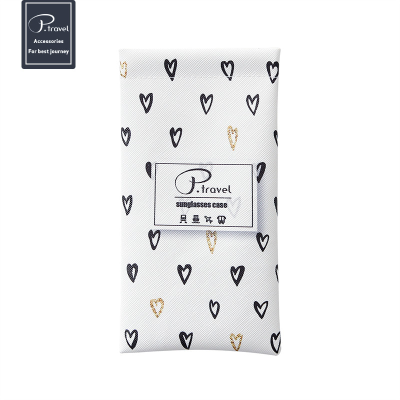 韩国女款眼镜袋便携太阳镜袋墨镜包布袋简约防压刮花抗压收纳袋子_3 爱心白底