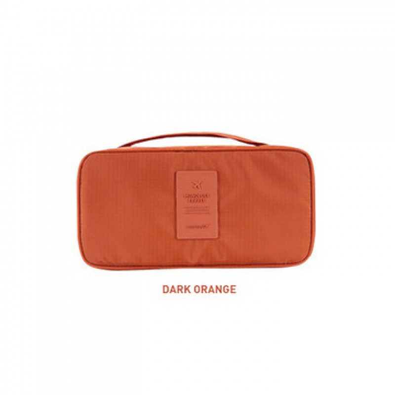 内衣收纳整理收纳袋衣服储物韩版便携旅行文胸包内裤防尘分格盒 二代-橙色