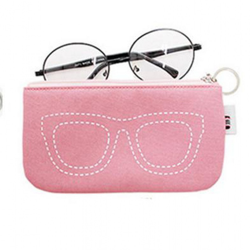 眼镜袋抗压便携墨镜袋男女款太阳镜收纳包保护套布袋简约眼睛袋子 粉色