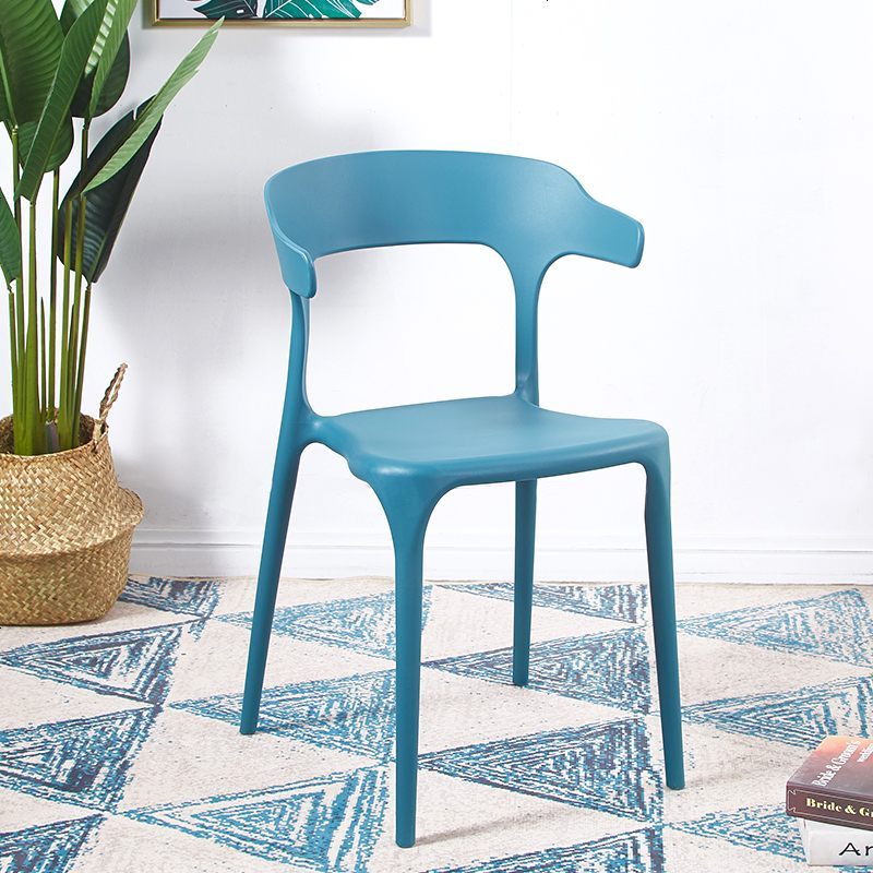 现代简约塑料椅子北欧餐椅靠背椅家用创意餐桌椅咖啡厅休闲牛角椅_994_784 蓝色加厚款（2把起发_每把单价）