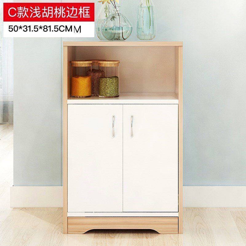 办公室橱柜简易小型餐边柜实木柜白色板式餐厅家用餐边柜餐柜_46_409 组合柜C-浅胡桃_单_