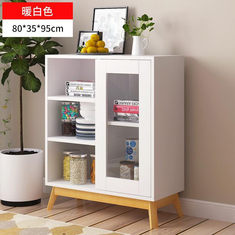 餐边柜简约柜子储物柜碗柜厨房柜餐柜茶柜酒柜简易橱柜_442_847 H款80cm暖白色_官方标配