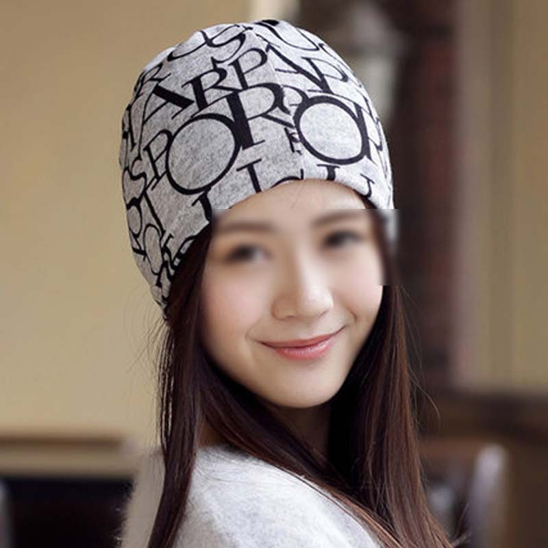 坐月子帽春秋季产后用品秋季产妇冒秋冬保暖孕妇帽子头巾韩版简约清新产妇帽子 字母款浅灰