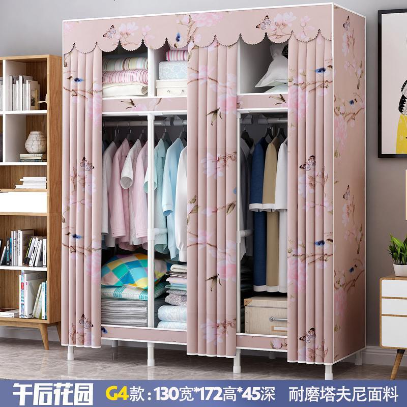 布衣柜钢管加粗加固加厚组装双人简易大号布艺收纳衣柜经济型衣橱_947_782 G4午后花园