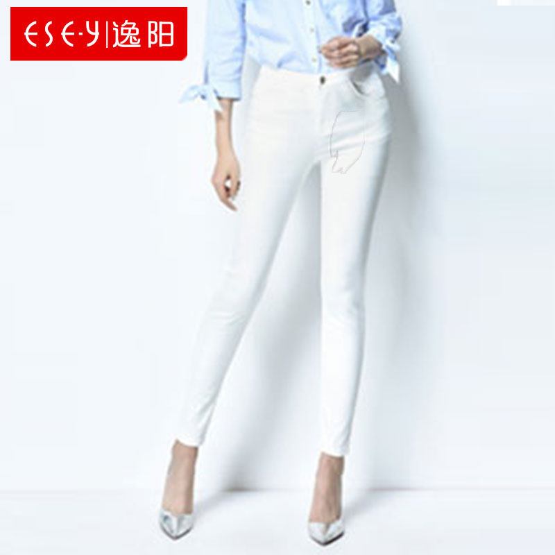 女装2018秋季新款时尚百搭弹力牛仔铅笔裤打底长裤小脚裤5448 30/15 白色