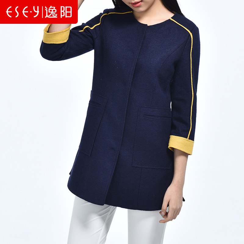 逸阳清长袖无领外套_1 XXL D03（深蓝色）