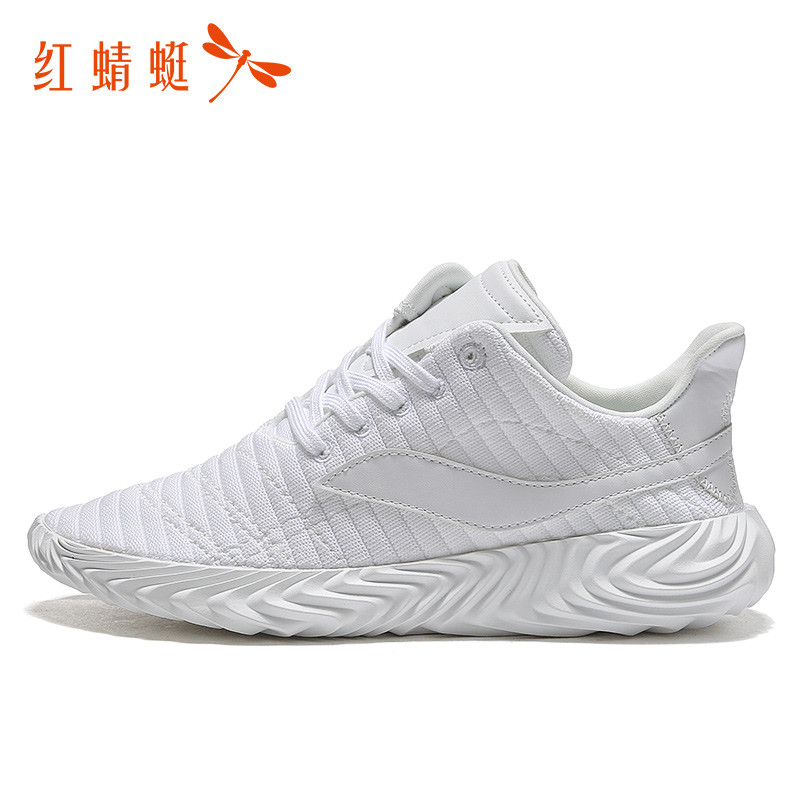红蜻蜓男鞋秋季鞋子黑色软底休闲鞋运动鞋男跑步鞋潮鞋防臭冬季 白色 43码
