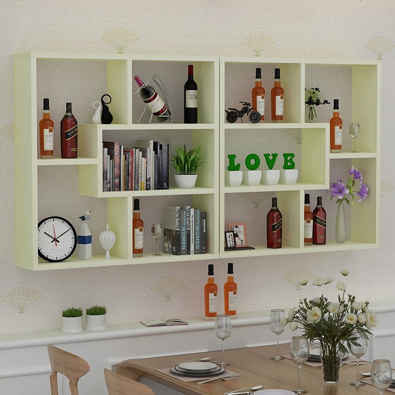 新款悬挂式酒架红酒架家用餐厅墙上酒柜壁挂式简约现代多层置物架_735_972 160长*100高*20深白枫色