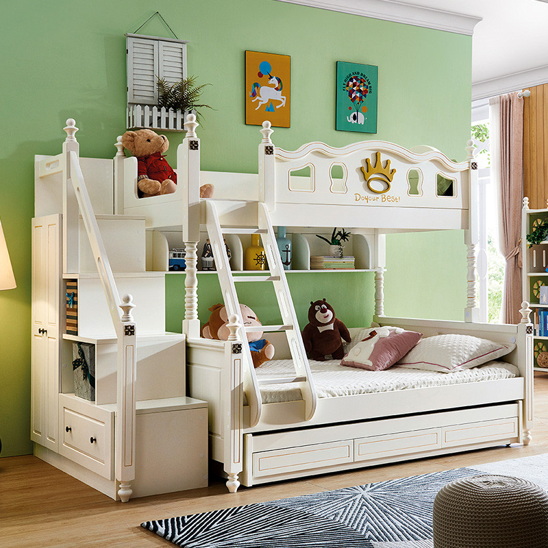 A家家具 儿童床 ET2018 1.5米高低子母床+上下床垫