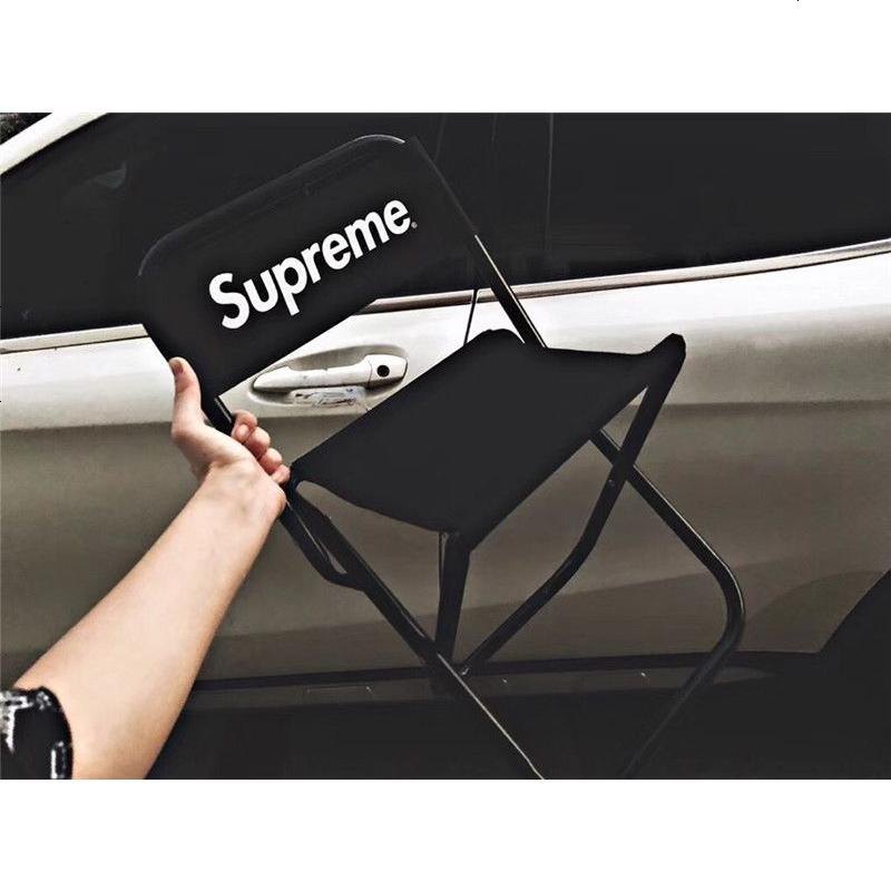 潮牌定制supreme小凳子折叠小椅子出露营旅游钓鱼椅户外登山凳_641_84 黑色