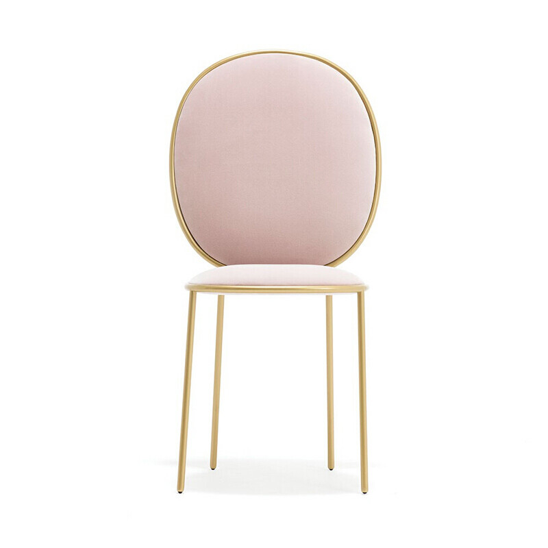 北欧金属靠背餐椅设计师休闲椅单人椅子现代简约梳妆公主椅化妆椅_10 粉红色-无扶手