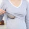 孕妇秋衣秋裤套装女保暖内衣产后喂奶衣哺乳月子服秋冬季纯棉睡衣 均码 黑色（V领）薄款