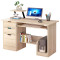 亿家达电脑桌办公桌带书柜台式书桌桌子 F款120cm枫樱木色