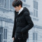 男士2018新款羽绒服男冬季加厚棉衣外套连帽短款韩版修身青少年学生外套潮 4XL 818黑色