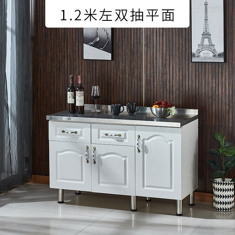 不锈钢灶台柜简易橱柜经济型单体橱柜组装厨房洗碗柜水槽柜灶台柜_330_847 1.2米平面双抽_6_以上