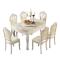 欧式可伸缩餐桌椅组合简欧小户型大理石圆桌折叠圆形餐桌实木饭桌_399_34 玫瑰系列1桌6椅【赠送转盘】