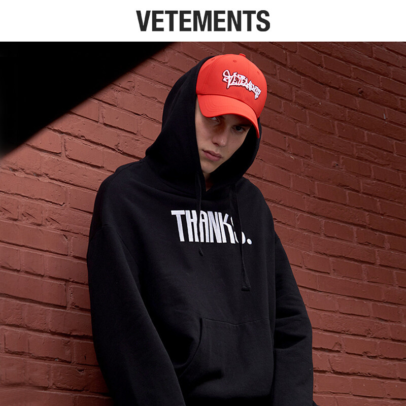 vetements卫衣男连帽宽松衣服春秋款男款卫衣2018男潮秋THANKS后背反光字印花 L 默认颜色