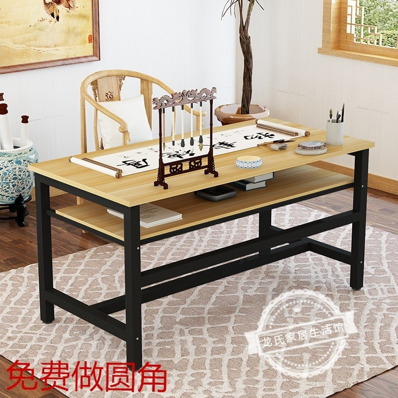 简易书法桌书画桌毛笔专用写字台双层办公桌培训绘画桌电脑桌定制_304_560 180长*100宽*80高双杆加固
