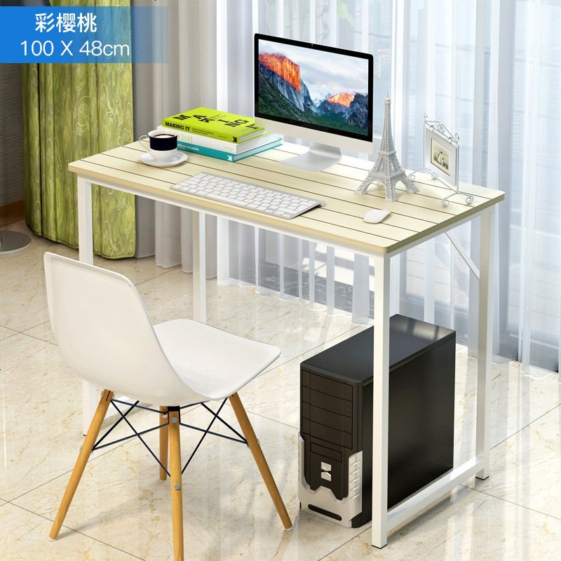 办公桌子方形写字学生简约简易家用电脑台式1.2米单人经济型1.4 100X48CM彩樱桃