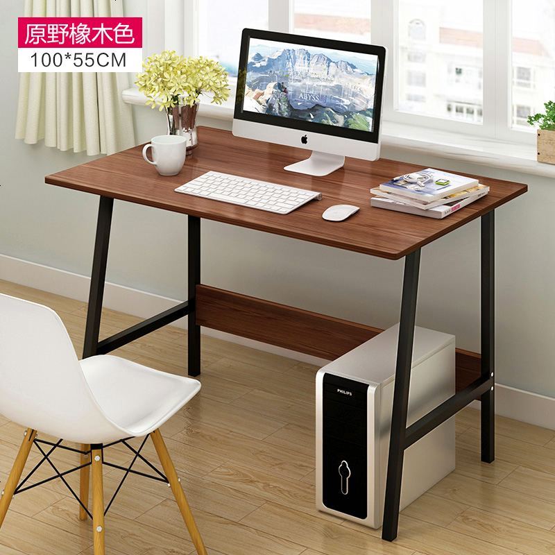 桌子简约宜家经济型简约现代写字台简易书桌电脑桌台式家用办公桌_301_1 100X55CM原野橡木色