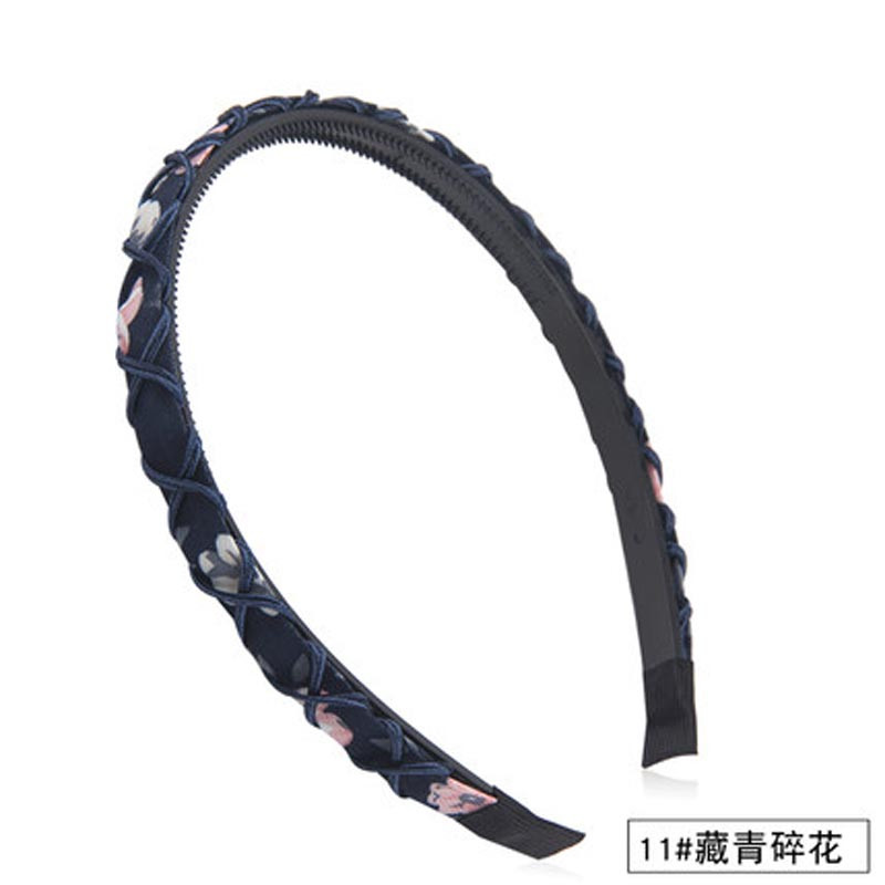 发箍头箍简约带齿百搭简约小清新压发卡韩版发窟成人头窟发捆女孩子头发 配饰 11#藏青色碎花