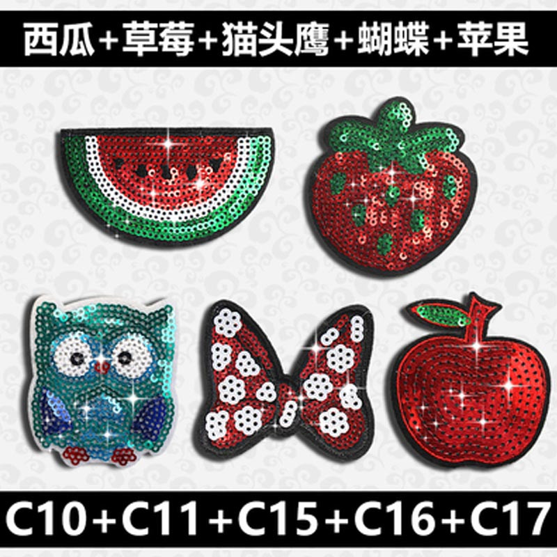 韩版卡通可爱儿童刘海贴 可爱女宝宝魔术贴碎发贴 小孩粘发帖头饰品女孩子头发配饰 C10+C11+C15+C16+C17