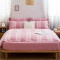 龙之涵【LONGZHIHAN】纯棉床上用品四件套水洗舒睡棉套件1.8米床2米床元素宽条系列 1.8m床 紫红色